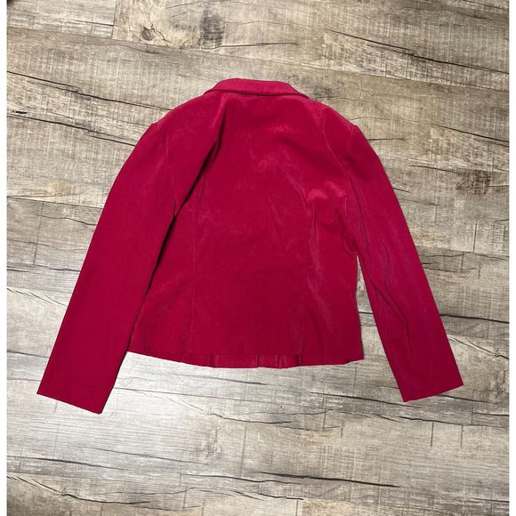 Leslie Fay Jacket - Pink Faux Suede Button Front Blazer Jacket Women Size 12 - Picture 2 of 10
